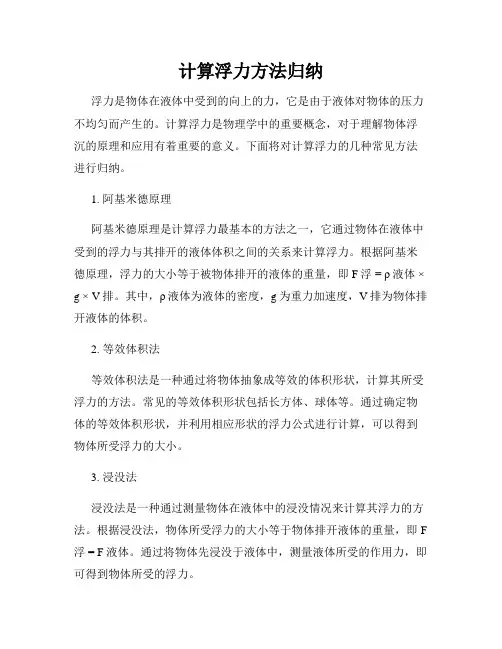 计算浮力方法归纳