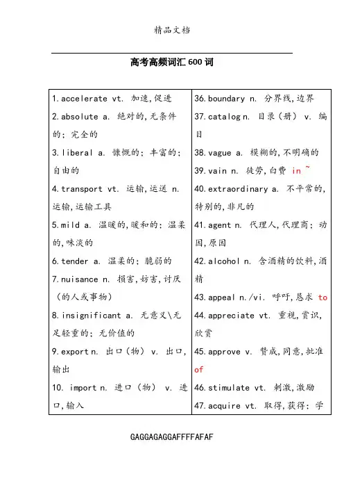 高考高频词汇600词