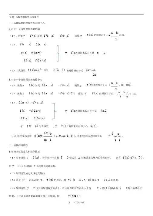 【高考数学】函数的对称性与周期性的结论