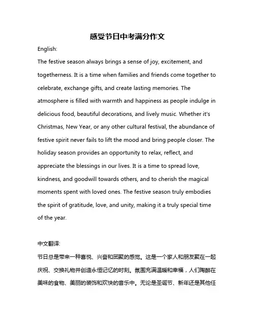 感受节日中考满分作文