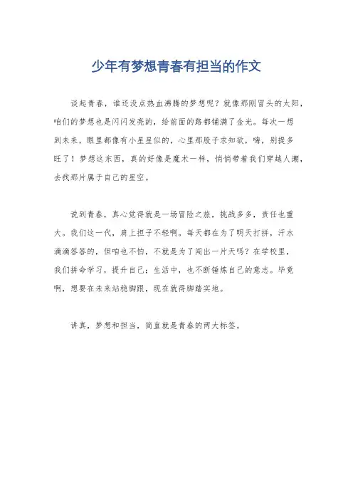 少年有梦想青春有担当的作文