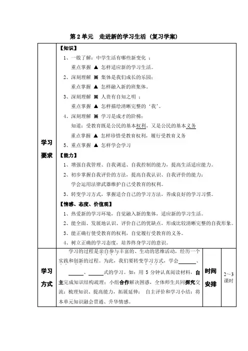 七年级政治走进新的学习生活