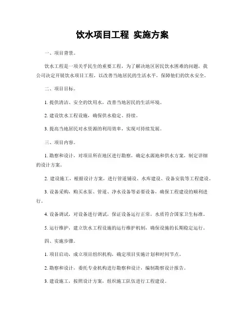 饮水项目工程 实施方案