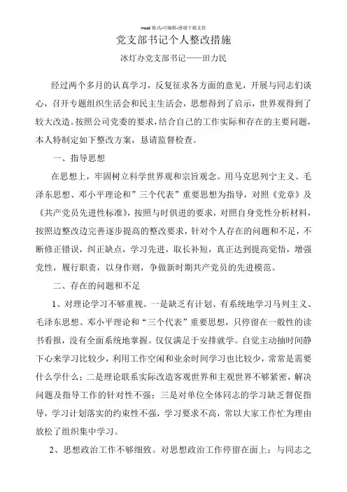 党支部书记个人整改措施2
