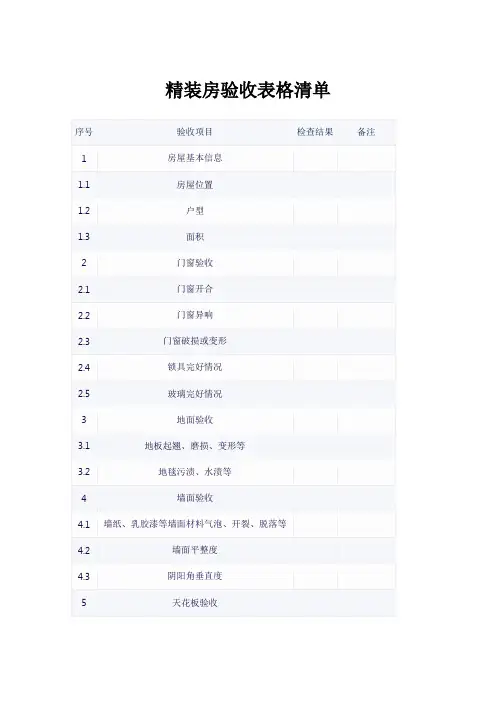 精装房验收表格清单