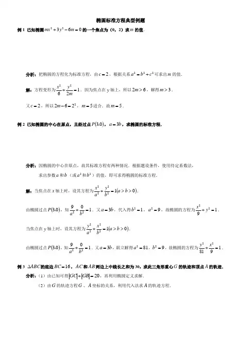 高中理科椭圆习题答案