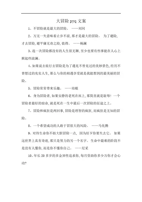 大冒险pyq文案