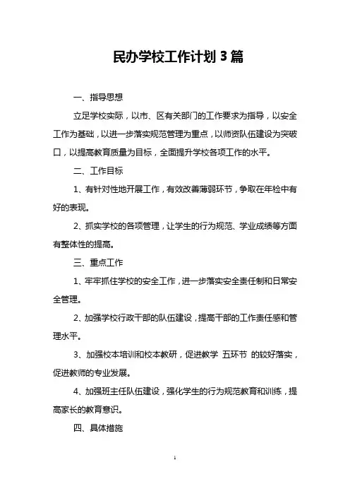 民办学校工作计划3篇