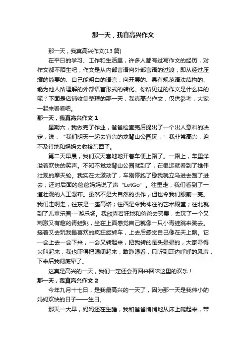 那一天，我真高兴作文