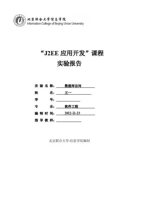 数据库访问实验报告