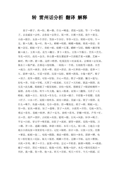 转雷州话分析翻译解释