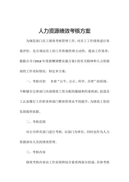 人力资源部绩效考核方案.doc