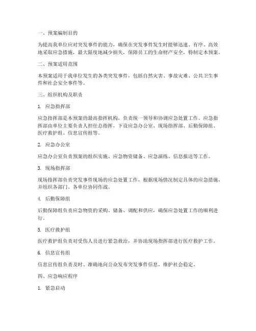 单位应急响应预案