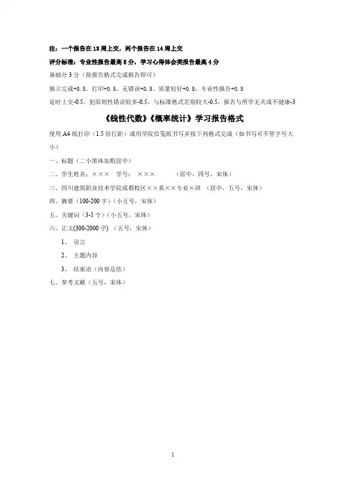 学习报告评分标准与格式要求