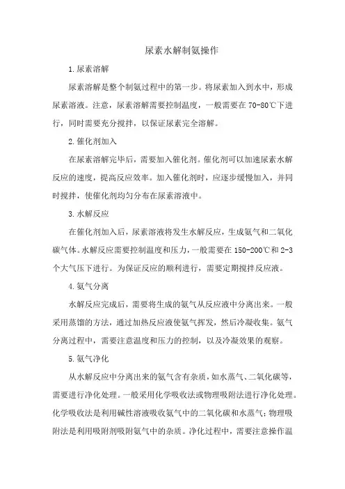 尿素水解制氨操作