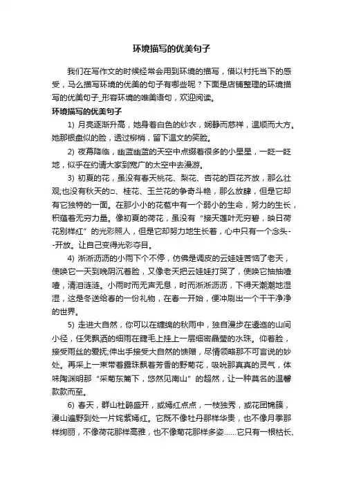 环境描写的优美句子