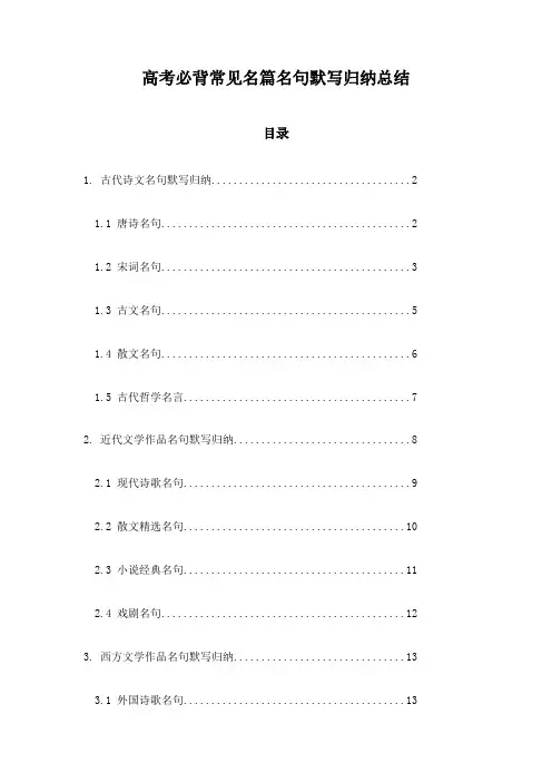 高考必背常见名篇名句默写归纳总结