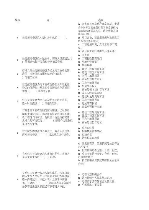 银行个贷业务试题：楼盘准入-113