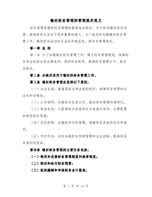 镇村财务管理的管理规定范文(3篇)