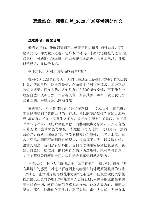 2020广东高考满分作文