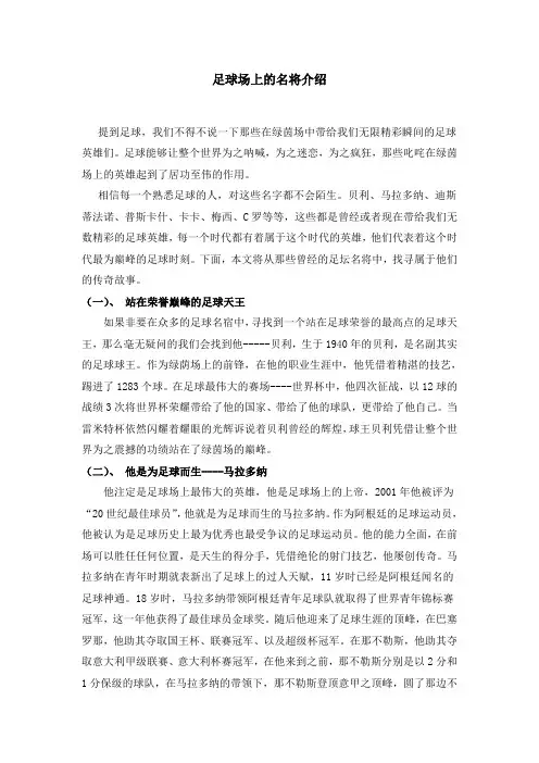 足球场上的名将介绍
