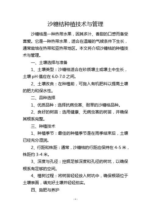 沙糖桔种植技术与管理