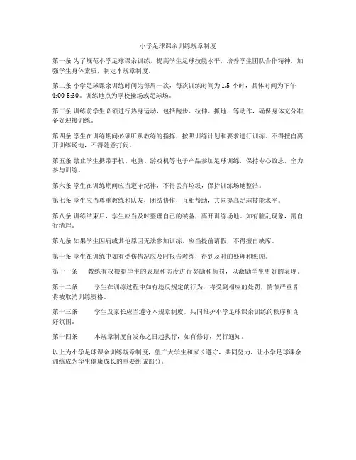 小学足球课余训练规章制度