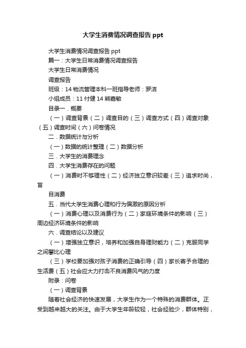 大学生消费情况调查报告ppt