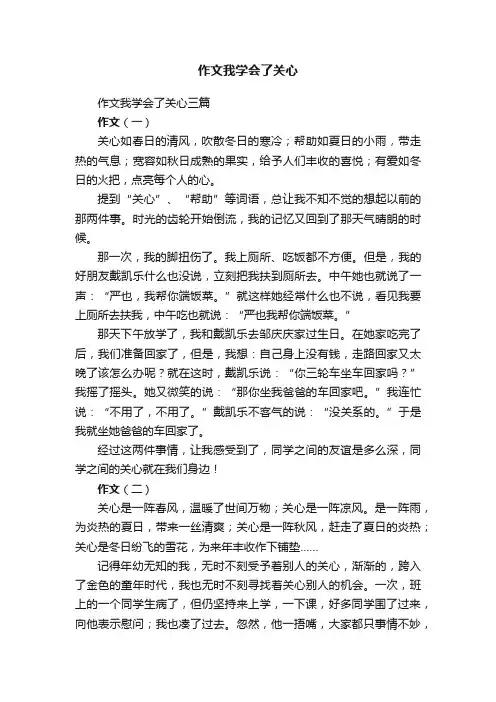 作文我学会了关心三篇