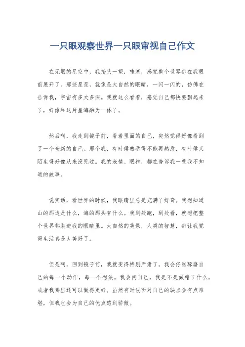 一只眼观察世界一只眼审视自己作文