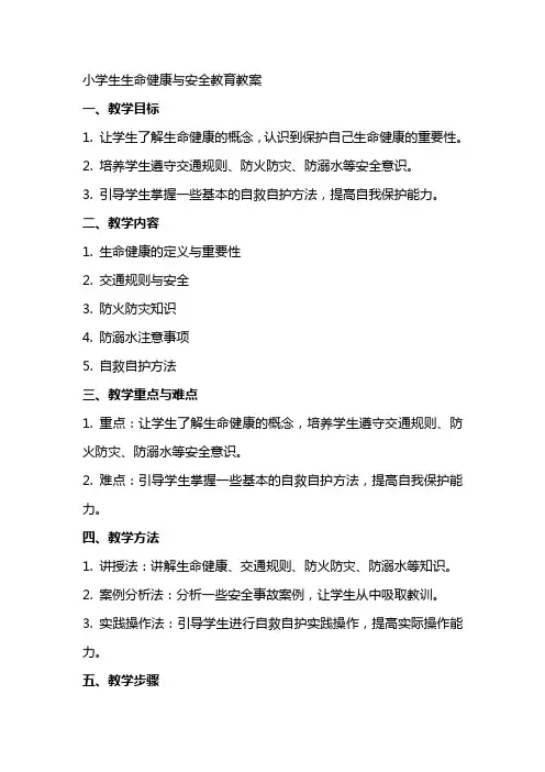 小学生生命健康与安全教育教案