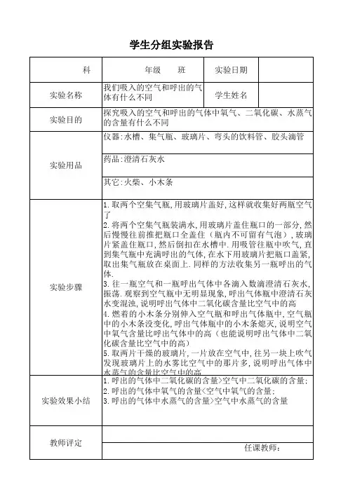 学生分组实验报告