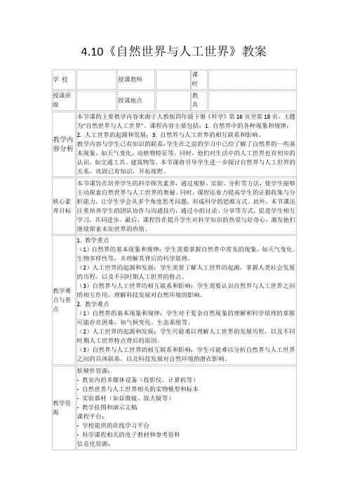 4.10《自然世界与人工世界》教案