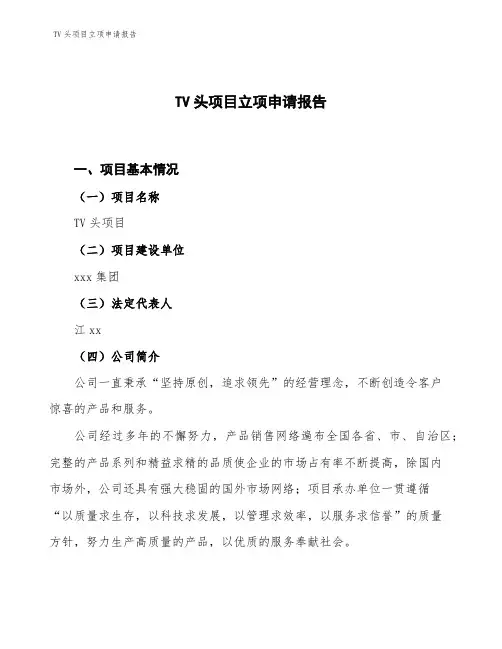 TV头项目立项申请报告