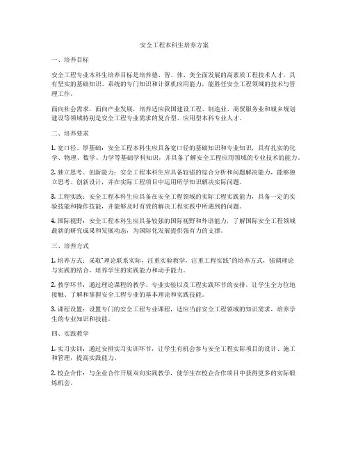 安全工程本科生培养方案