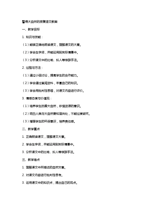 警惕大自然的报复语文教案