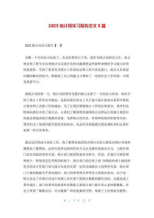 2023统计局实习报告范文5篇