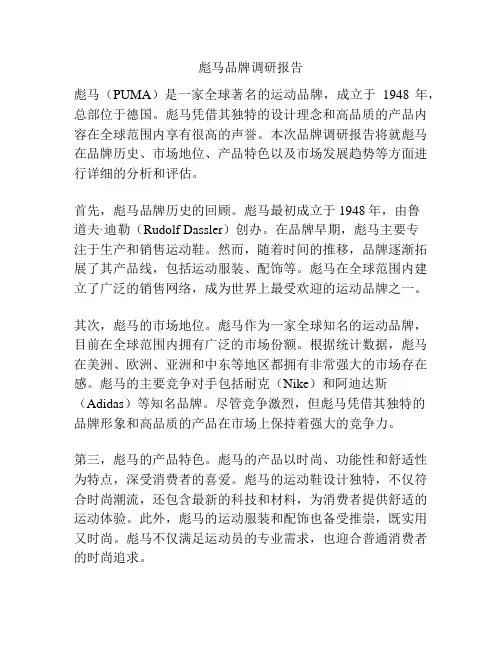 彪马品牌调研报告