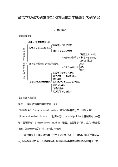 政治学基础考研李少军《国际政治学概论》考研笔记