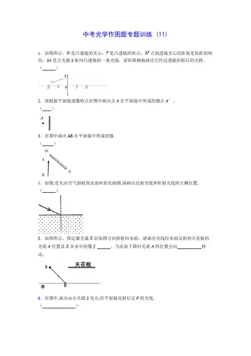 初中物理中考光学作图题专题训练 (11)(含答案解析)