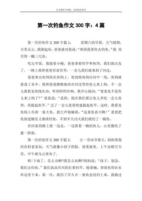 第一次钓鱼作文300字：4篇