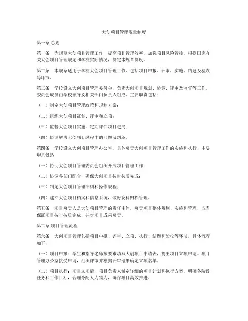 大创项目管理规章制度