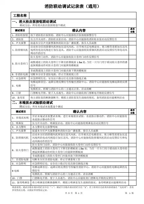 火灾消防联动调试记录表(通用)