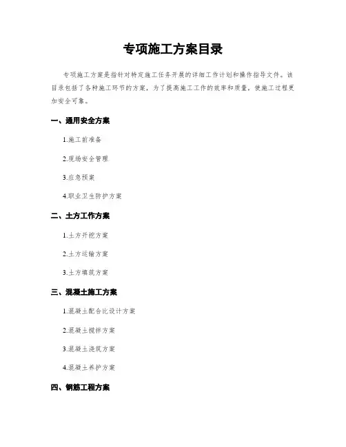 专项施工方案目录