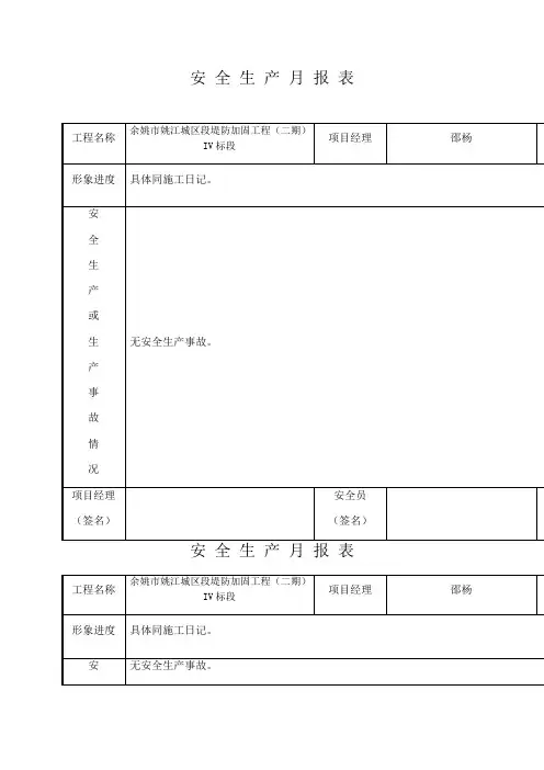 安 全 生 产 月 报 表