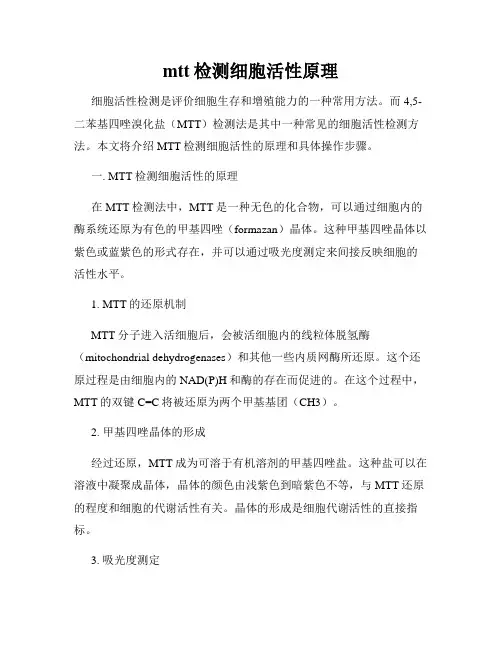 mtt检测细胞活性原理