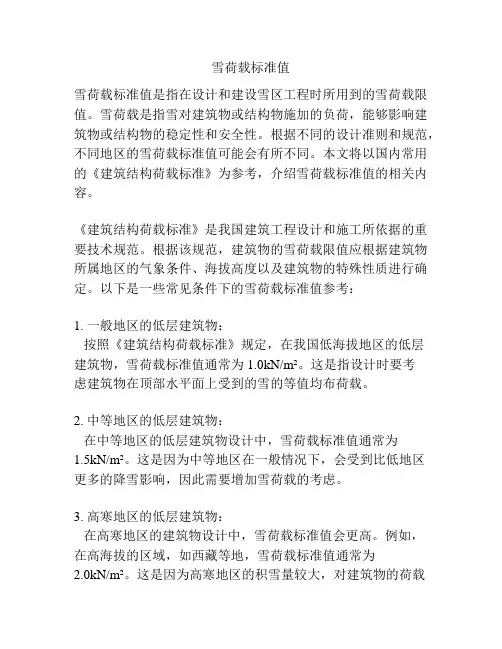 雪荷载标准值