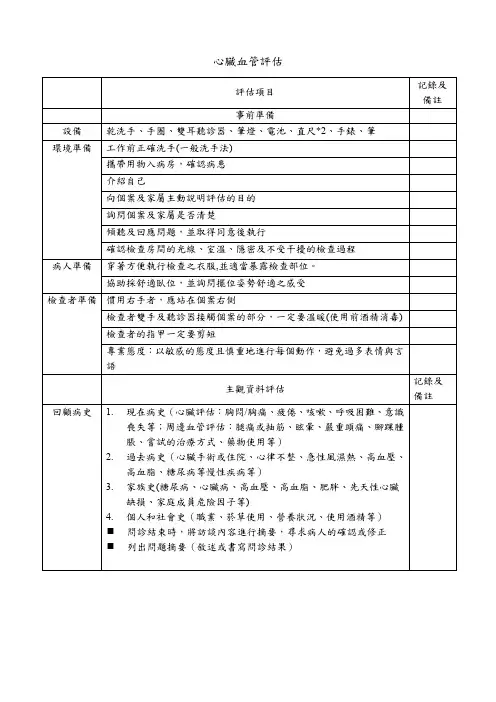 心脏血管评价