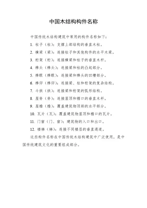 中国木结构构件名称