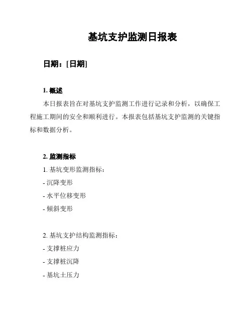 基坑支护监测日报表